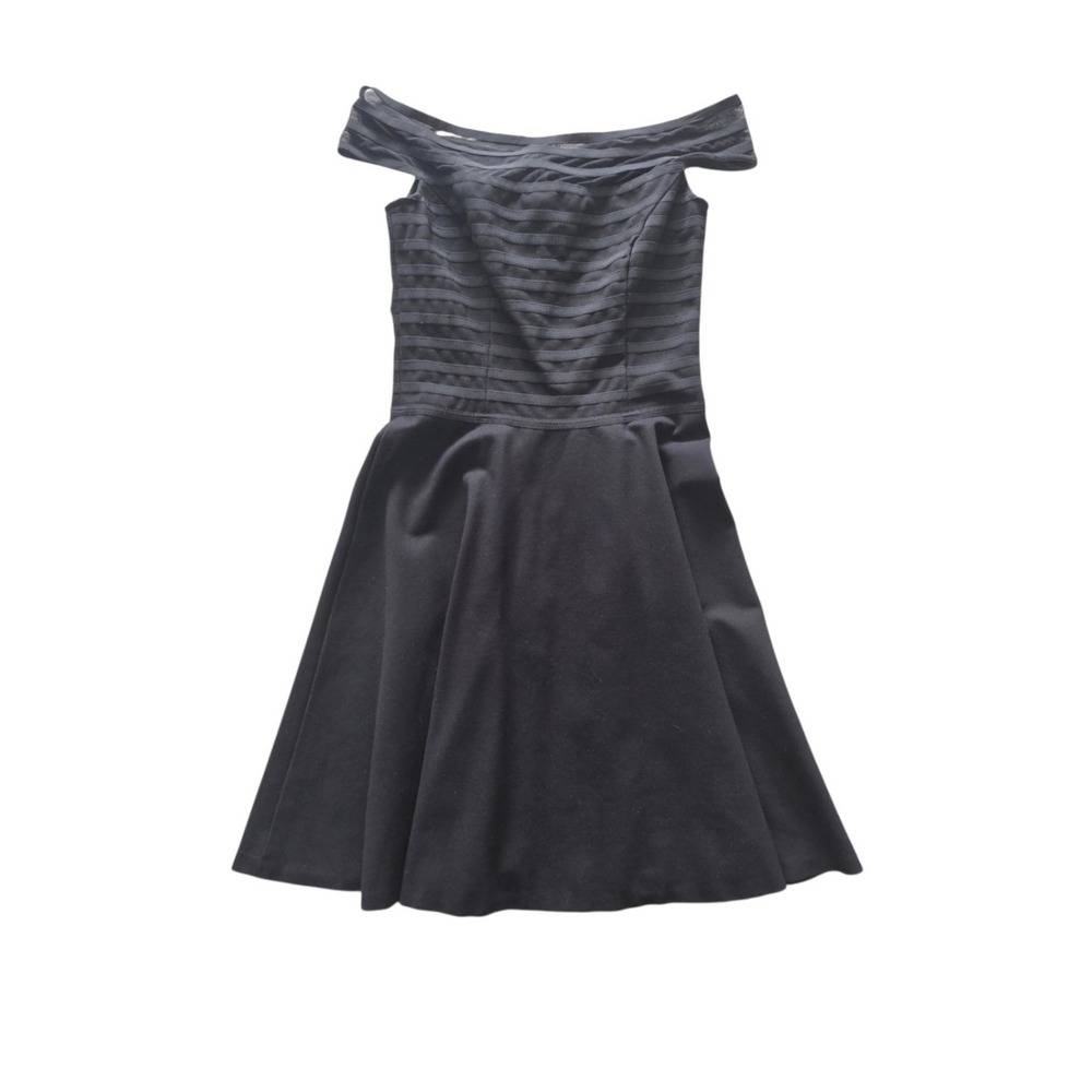 Catherine Malandrino Rhea party dress Black Off Shoulder Fit Flare Sz 0 Cocktail - Picture 9 of 15